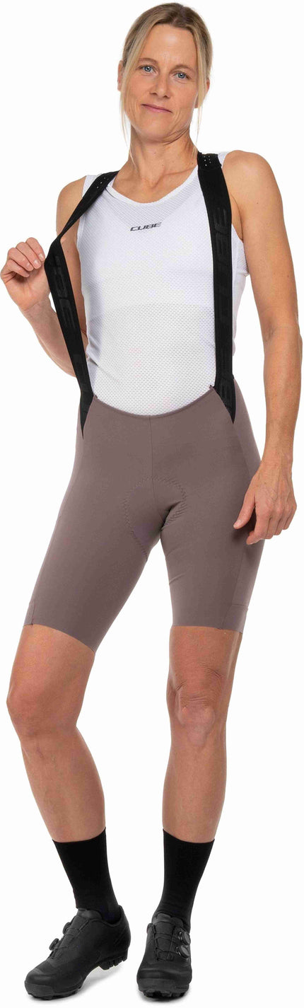 CUBE GRAVEL WS BIB SHORT CARGO BURGUNDY