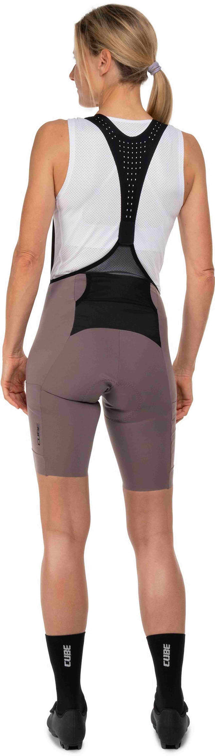 CUBE GRAVEL WS BIB SHORT CARGO BURGUNDY