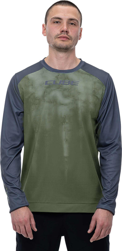 Cube Atx Round Neck Jersey Tm L/S Olive/Grey