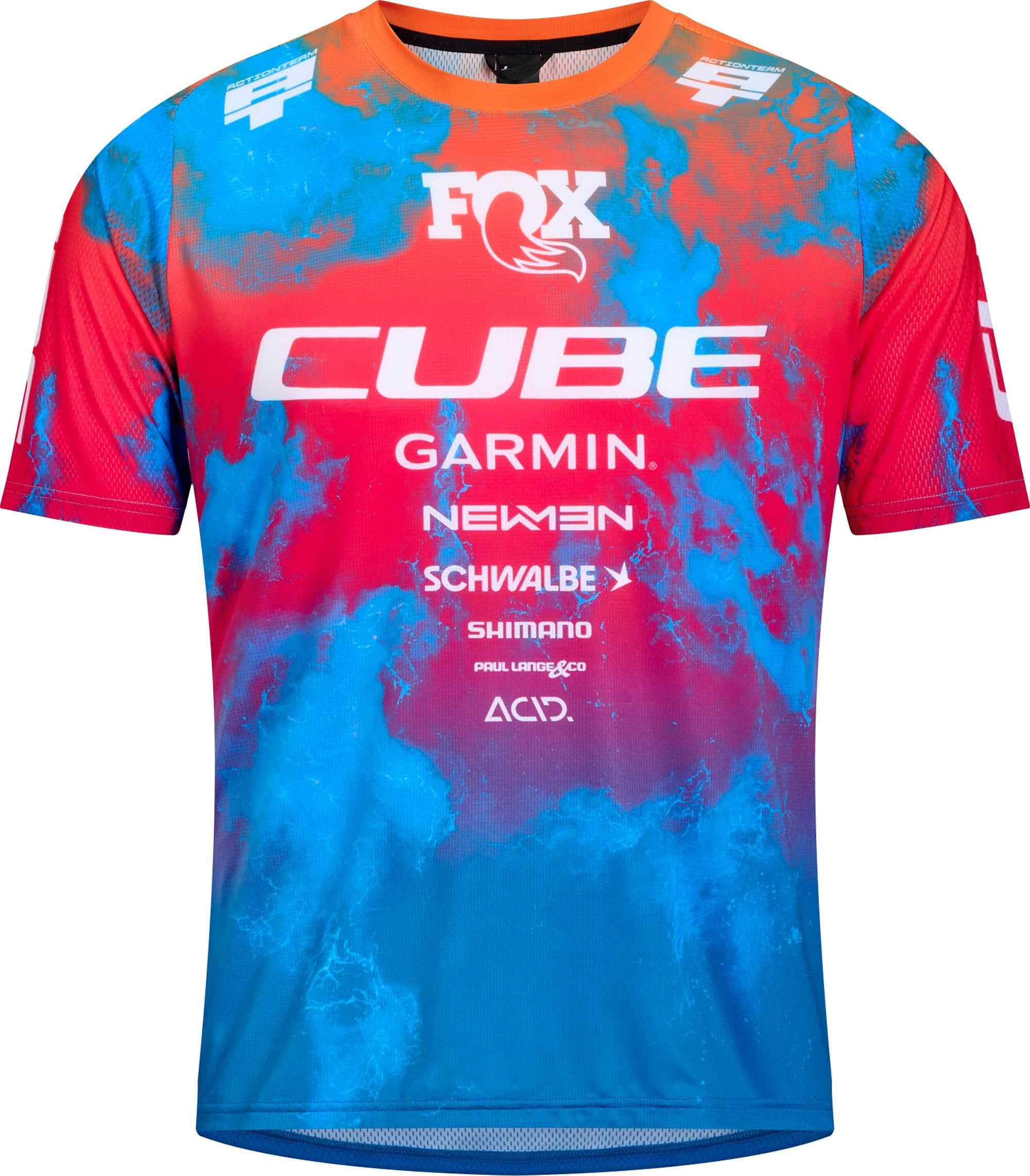 CUBE MTB JERSEY X ACTIONTEAM S/S BLUE/PINK/ORANGE – cubestores.nl