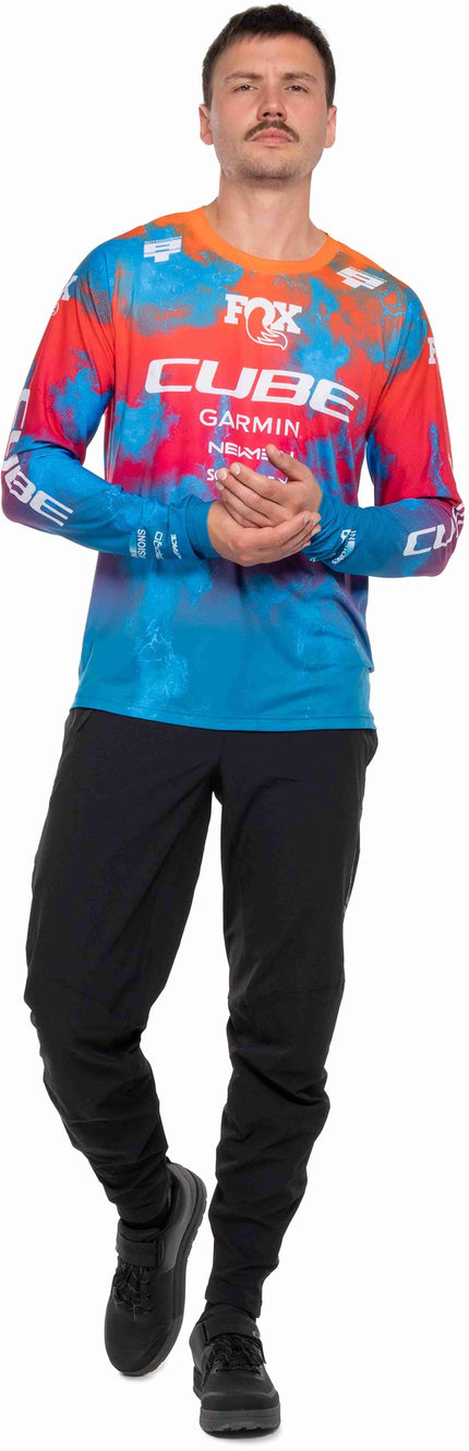 CUBE MTB JERSEY X ACTIONTEAM L/S BLUE/PINK/ORANGE