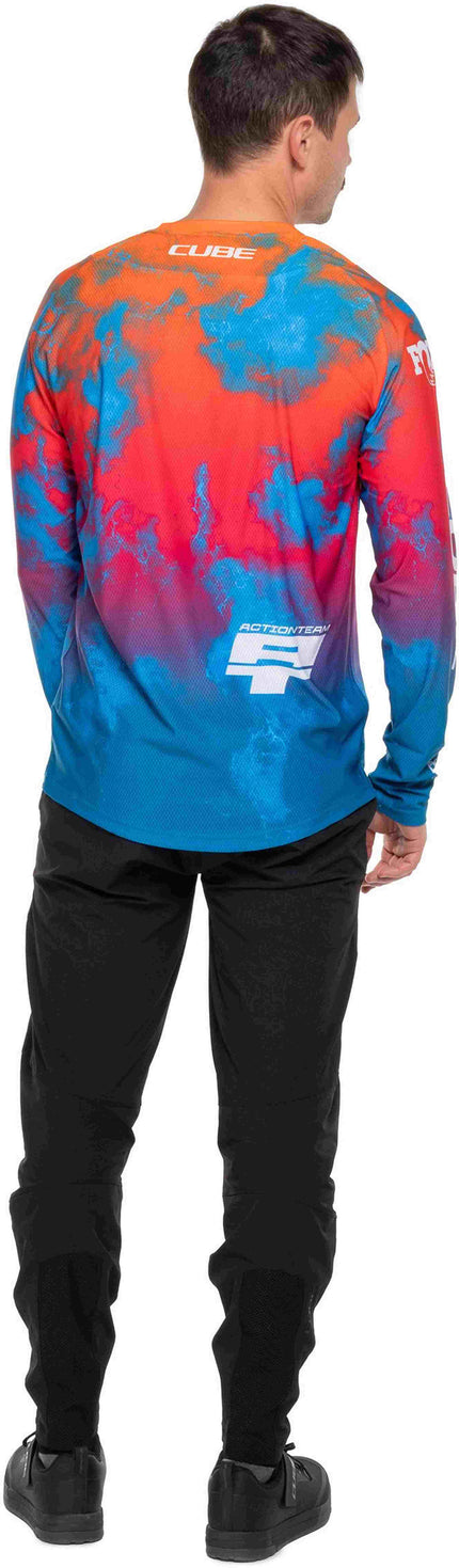 CUBE MTB JERSEY X ACTIONTEAM L/S BLUE/PINK/ORANGE