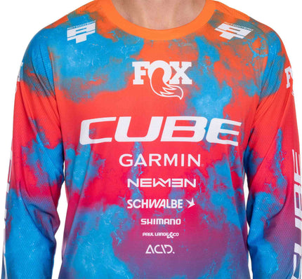 CUBE MTB JERSEY X ACTIONTEAM L/S BLUE/PINK/ORANGE