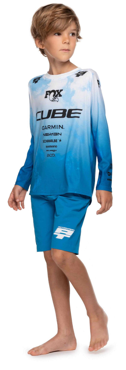 CUBE MTB JERSEY ROOKIE X ACTIONTEAM L/S TOPAS BLUE