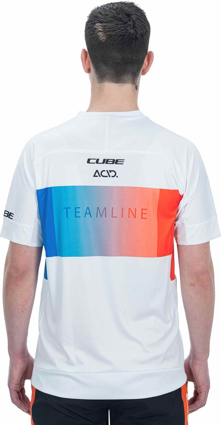 CUBE Teamline Roundneck Jersey S/S White/Blue/Red