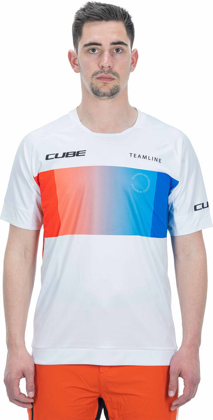 CUBE Teamline Roundneck Jersey S/S White/Blue/Red