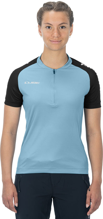 CUBE Atx WS Jersey Half Zip Cmpt S/S Blue