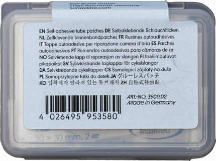 SCHWALBE GLUELESS PATCHES 4 ADHESIVE PATCHES (20 SETS PER DISPLAY)