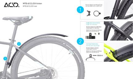 ACID Mudguard Set Mtb 60 27.5/29" Click Black